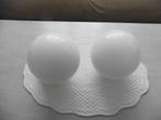 Set van twee witte ondoorzichtige glazen bollen om op te sch, Ophalen of Verzenden