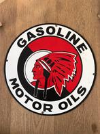 Gasoline motor olie emaille bordje, Verzamelen, Ophalen of Verzenden, Zo goed als nieuw, Reclamebord