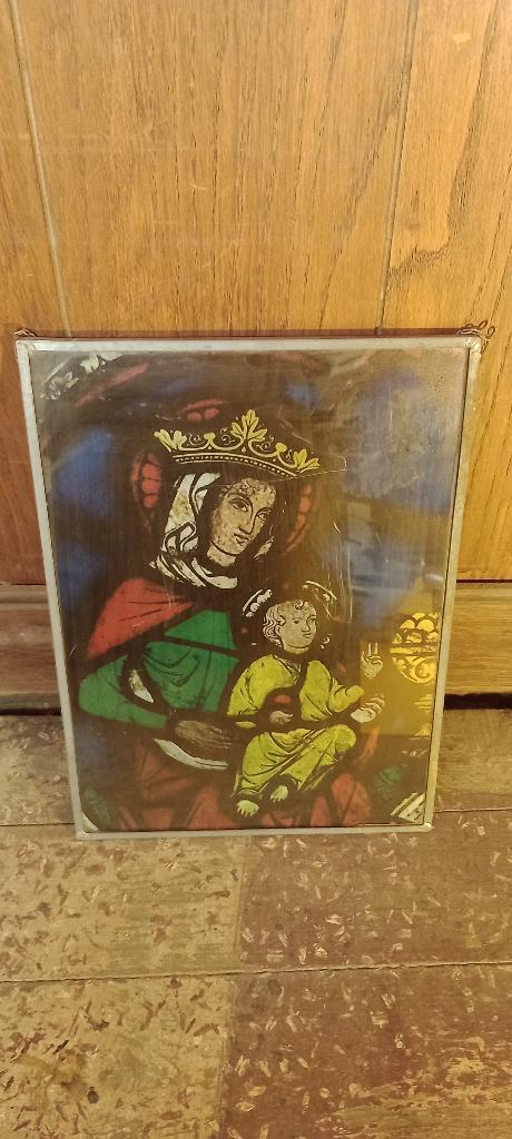 Vitrail art religieux, cadre plomb, 22x31, n144, Antiquités & Art, Antiquités | Verre & Cristal, Enlèvement ou Envoi