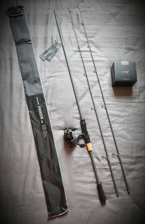 Pioneer l+ML hengel 210 cm + haspel Zephyr 1000 + nylon, Watersport en Boten, Hengelsport | Roofvissen, Nieuw, Complete set, Ophalen of Verzenden