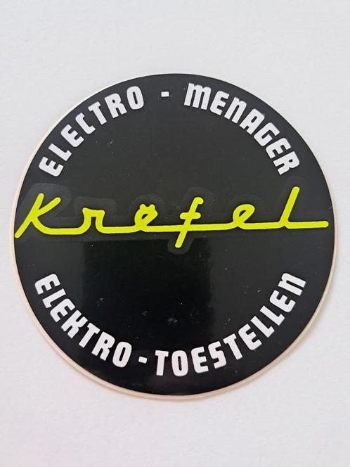 Vintage Sticker - Krëfel - Elektro Toestellen, Verzamelen, Stickers, Zo goed als nieuw, Winkel of Supermarkt, Ophalen of Verzenden