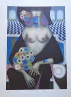 JEF VAN TUERENHOUT / HALFNAAKTE VROUW / ZEEFDRUK / 80x60cm, Ophalen of Verzenden