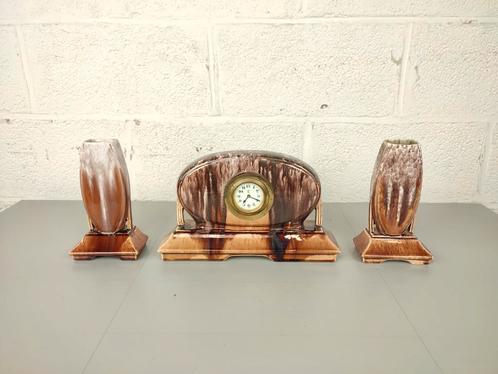 Art deco porseleinen klokstel, Antiek en Kunst, Antiek | Klokken, Ophalen of Verzenden