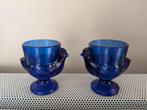 Eierdopjes kobaltblauw glas Luminarc Frankrijk '80, Huis en Inrichting, Ophalen of Verzenden, Zo goed als nieuw, Glas, Overige typen