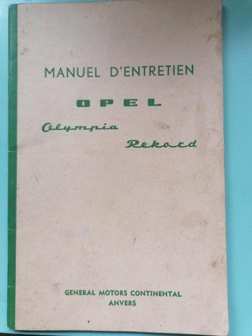Opel olympia rekord 1959 manuel d'entretien