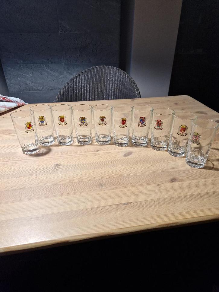 10 vintage Pastis Duval glazen uit Zuid-Frankrijk, Verzamelen, Glas en Drinkglazen, Gebruikt, Borrel- of Shotglas, Ophalen of Verzenden