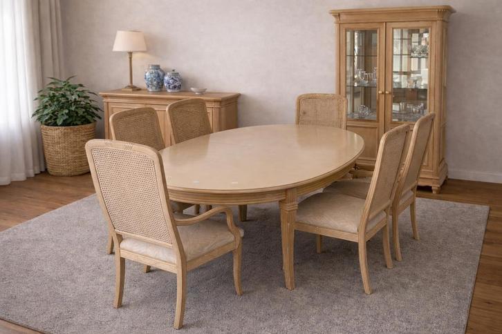 Stijlvolle klassieke eetkamer in lichte houttint, Maison & Meubles, Mobilier complet, Enlèvement