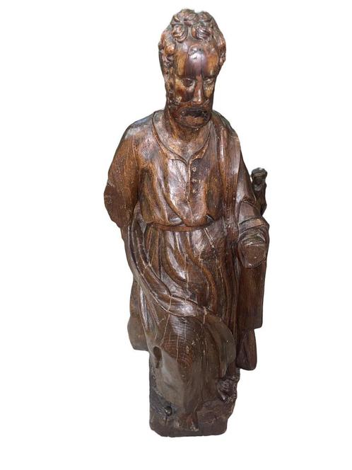 Sint Peter eind 16 eeuw in gesneden eikenhout Vlaams werk, Antiek en Kunst, Antiek | Religieuze voorwerpen, Ophalen