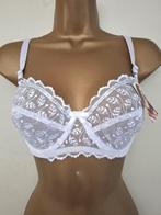 Chique Witte BH met Parelmoer Paillettes voor D Cups, Enlèvement ou Envoi, Blanc, Soutien-gorge