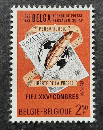 Belgique : COB 1625 ** Liberté de la presse 1972.