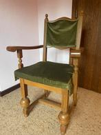 Antieken houten stoel met groen fluweel kussen, Ophalen