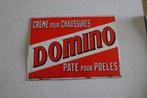 Domino schoen crèmekleurig geëmailleerd bord 1920, Ophalen, Gebruikt, Reclamebord