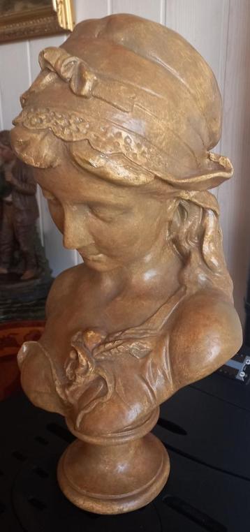 très beau et grand buste ancien plâtre élégante  beschikbaar voor biedingen