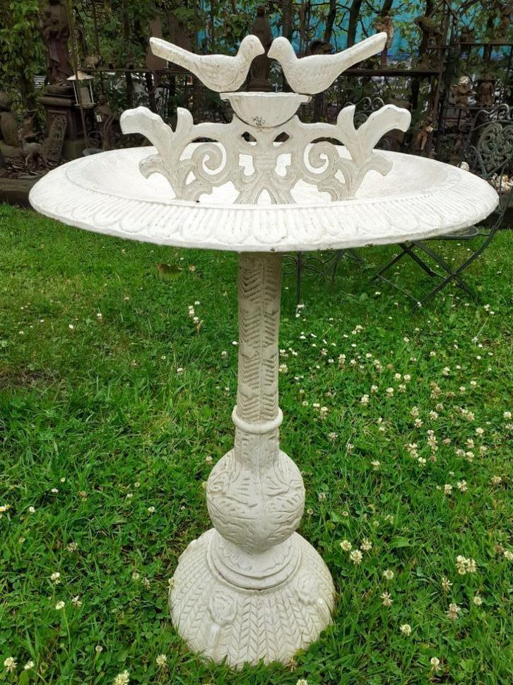 GROOT GEPATINEERD GIETIJZEREN VOGELBAD, Tuin en Terras, Tuinvazen, Nieuw, Ophalen