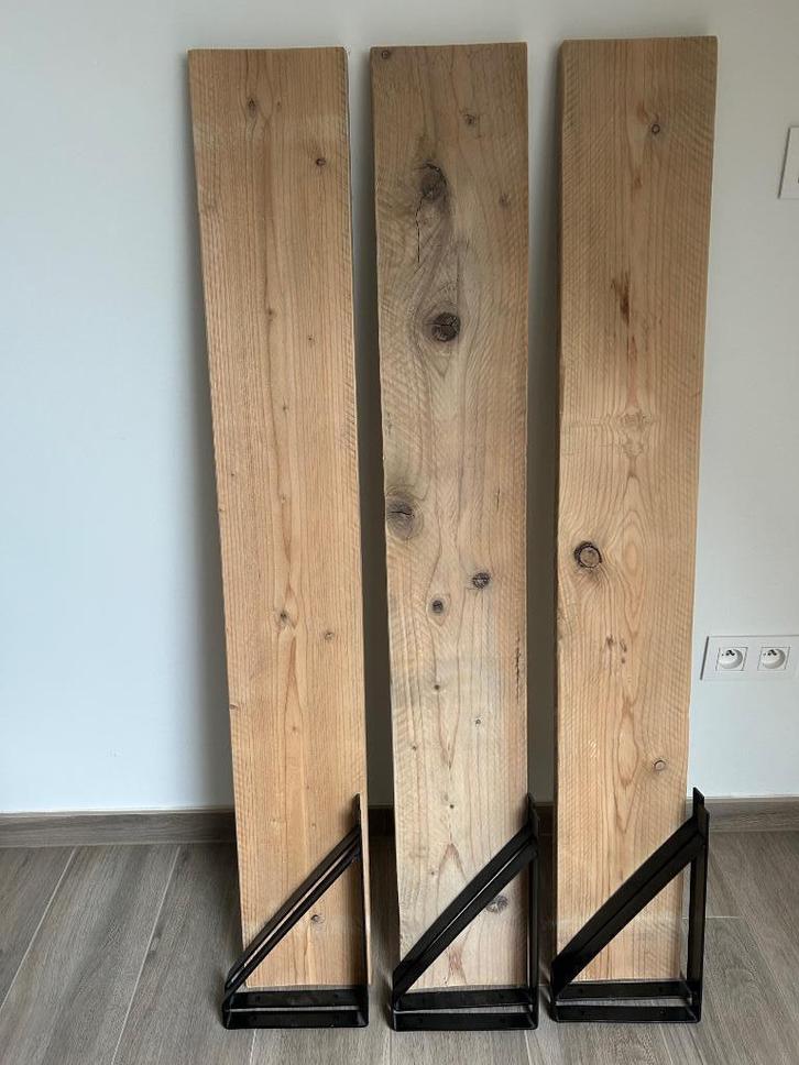 Planken steigerhout + bevestigingen, Huis en Inrichting, Kasten | Stellingkasten, Zo goed als nieuw, Ophalen
