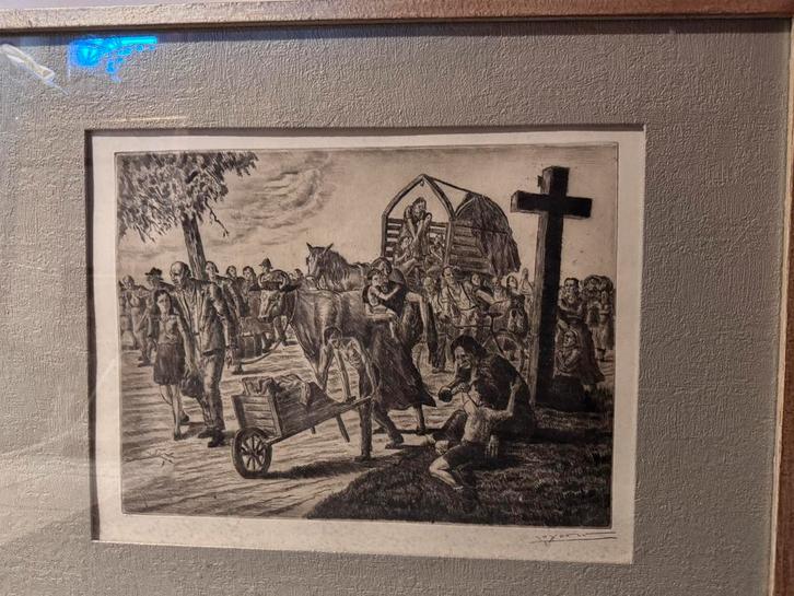 Prachtige ets van Paul Daxhelet, Antiek en Kunst, Kunst | Etsen en Gravures, Ophalen of Verzenden