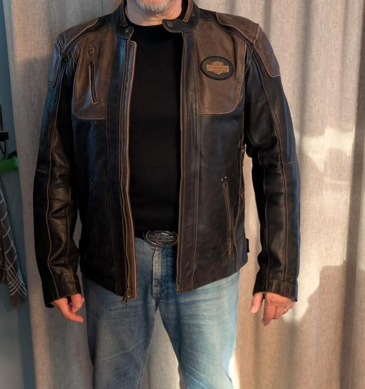 Harley Davidson triple vent lederen motorjas, Motoren, Kleding | Motorkleding, Ophalen of Verzenden