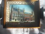 Assiette plate en bois et verre Bruges hotel de ville, Enlèvement ou Envoi