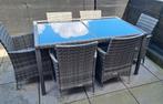 Wicker tuinset 6 personen, Tuin en Terras, Tuinsets en Loungesets, Ophalen, 6 zitplaatsen, Zo goed als nieuw, Wicker