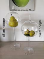 Set van 2 glazen stolpen op voet verschillende hoogte, Verzamelen, Nieuw, Overige typen, Ophalen