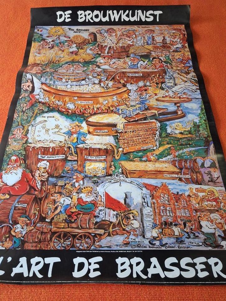oude affiche de brouwkunst jaar 1986, Verzamelen, Merken en Reclamevoorwerpen, Gebruikt, Reclamebord, Ophalen of Verzenden