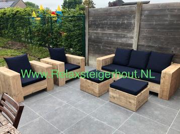 Steigerhout loungeset loungebank loungestoel op maat Tuinset