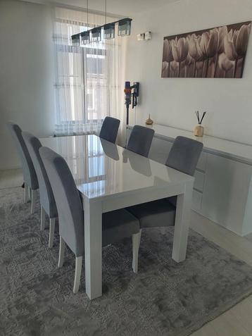 eetkamer wit hoogglans, Enlèvement, Comme neuf