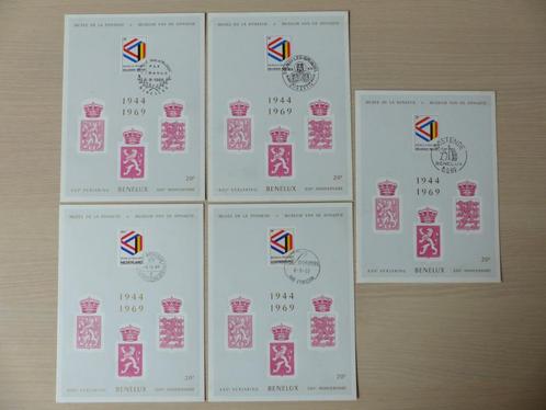 1968 :  5 Souvenirkaarten - 25 jaar Benelux, Postzegels en Munten, Postzegels | Europa | België, Ophalen of Verzenden