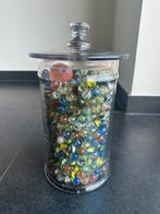 Glazen pot +- 3 liter gevuld met knikkers, Ophalen, Gebruikt
