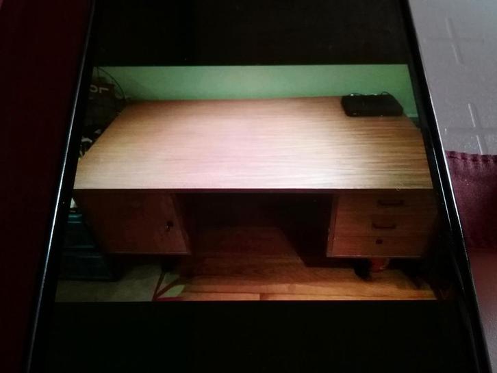 1) Vintage teakhouten bureau uit de jaren 60/70 + stoel, Antiek en Kunst, Antiek | Kantoor en Zakelijk, Ophalen
