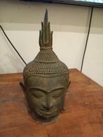 Oud bronzen Boeddha hoofd Thailand, Ophalen of Verzenden, Gebruikt