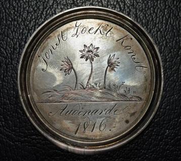 ZELDZAME VONDST ZILVEREN MEDAILLE AUDENARDE 1816 beschikbaar voor biedingen