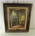 Mooi Geschilderd Werk 'Bij de Open Haard' - Beaucamps, Antiek en Kunst, Kunst | Schilderijen | Klassiek, Ophalen of Verzenden