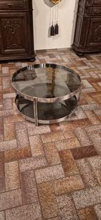Table basse ronde vintage des années 70 en métal chromé, Enlèvement, Comme neuf, Métal
