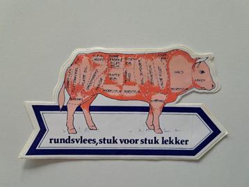 Vintage Sticker - Rundsvlees, stuk voor stuk lekker beschikbaar voor biedingen