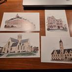 Dendermondse gebouwen postkaarten van aquareltekeningen, Verzamelen, Foto's en Prenten, Ophalen, 1980 tot heden, Nieuw, Gebouw