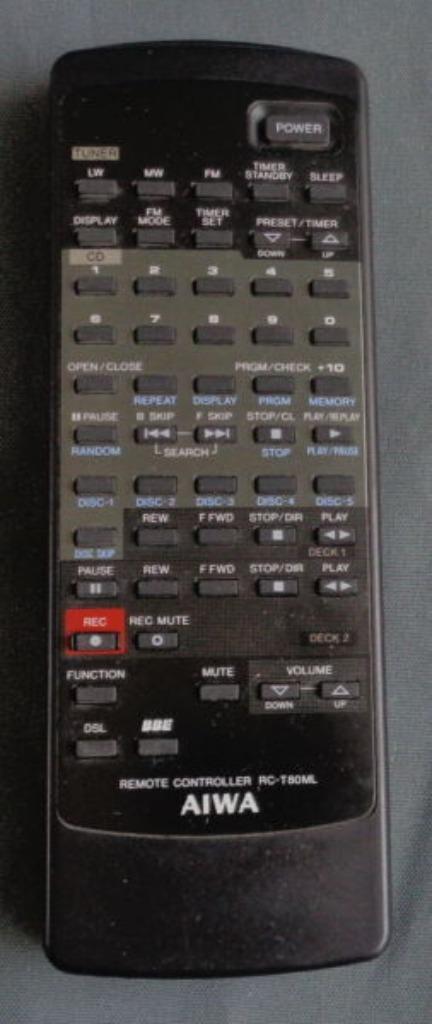 AIWA RC-T80ML AUDIO HiFi SYSTEM afstandsbediening remote con, Audio, Tv en Foto, Afstandsbedieningen, Gebruikt, Ophalen of Verzenden