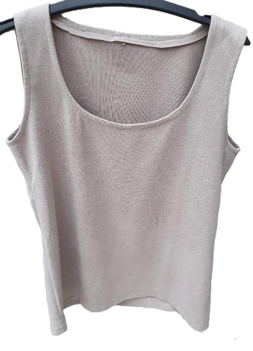 Grijs-beige topje maat S/M, Kleding | Dames, Topjes, Gedragen, Maat 36 (S), Beige, Zonder mouw, Ophalen of Verzenden