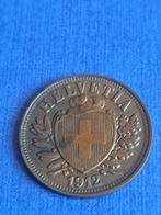 1912 Zwitserland 2 rappen in brons, Verzenden, Overige landen, Losse munt