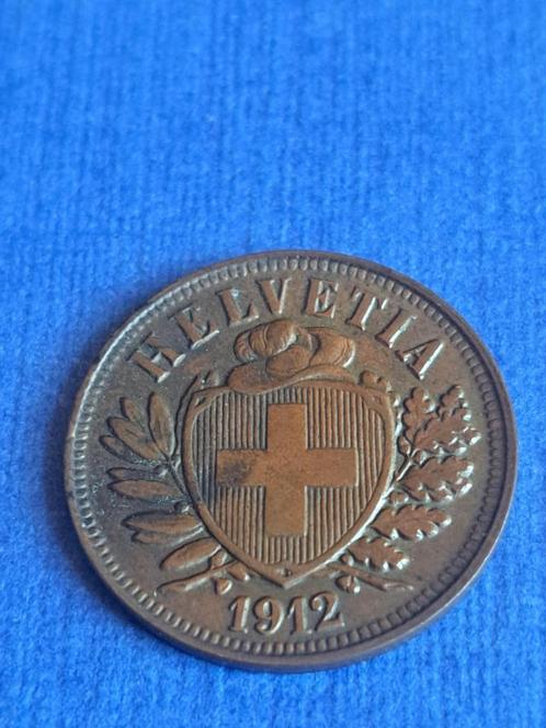 1912 Zwitserland 2 rappen in brons, Postzegels en Munten, Munten | Europa | Niet-Euromunten, Losse munt, Overige landen, Verzenden