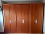 Slaapkamer set (bed + kast + nachtkastjes), Huis en Inrichting, Ophalen, Gebruikt, Tweepersoons, Notelaar