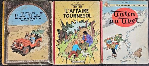 3 Tintin en  éditions originales (abimés), Boeken, Stripverhalen, Gelezen, Meerdere stripboeken, Ophalen of Verzenden