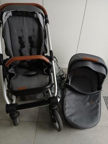 Poussette combinée avec housse de pluie et poussette, Tige de poussée réglable, Comme neuf, Enlèvement, Poussette