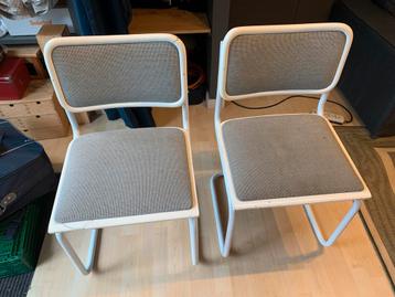 2 chaises Cantilever bois+tissus