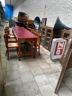 Oude café tafel met 8 orginele cafestoelen., Antiek en Kunst, Ophalen