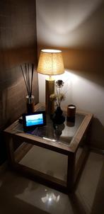 Massief houden bijzettafel met glas, Huis en Inrichting, Ophalen, Zo goed als nieuw, Glas