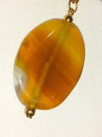 Ketting edelsteen hanger honingagaat, Handtassen en Accessoires, Kettingen, Verzenden, Geel, Nieuw, Met edelsteen