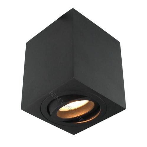 Opbouwspot vierkant Rebel GU10 LED zwart, Huis en Inrichting, Lampen | Plafondlampen, Nieuw, Ophalen of Verzenden