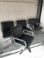 4 vintage Wilkhahn Delta 2000 stoel, Vier, Gebruikt, Leer, Zwart