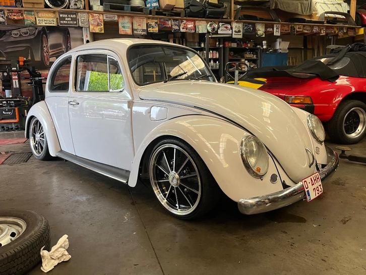 Volkswagen kever, Auto's, Oldtimers, Particulier, Volkswagen, Benzine, Berline, 2 deurs, Handgeschakeld, Wit, Zwart, Kunstmatig leder